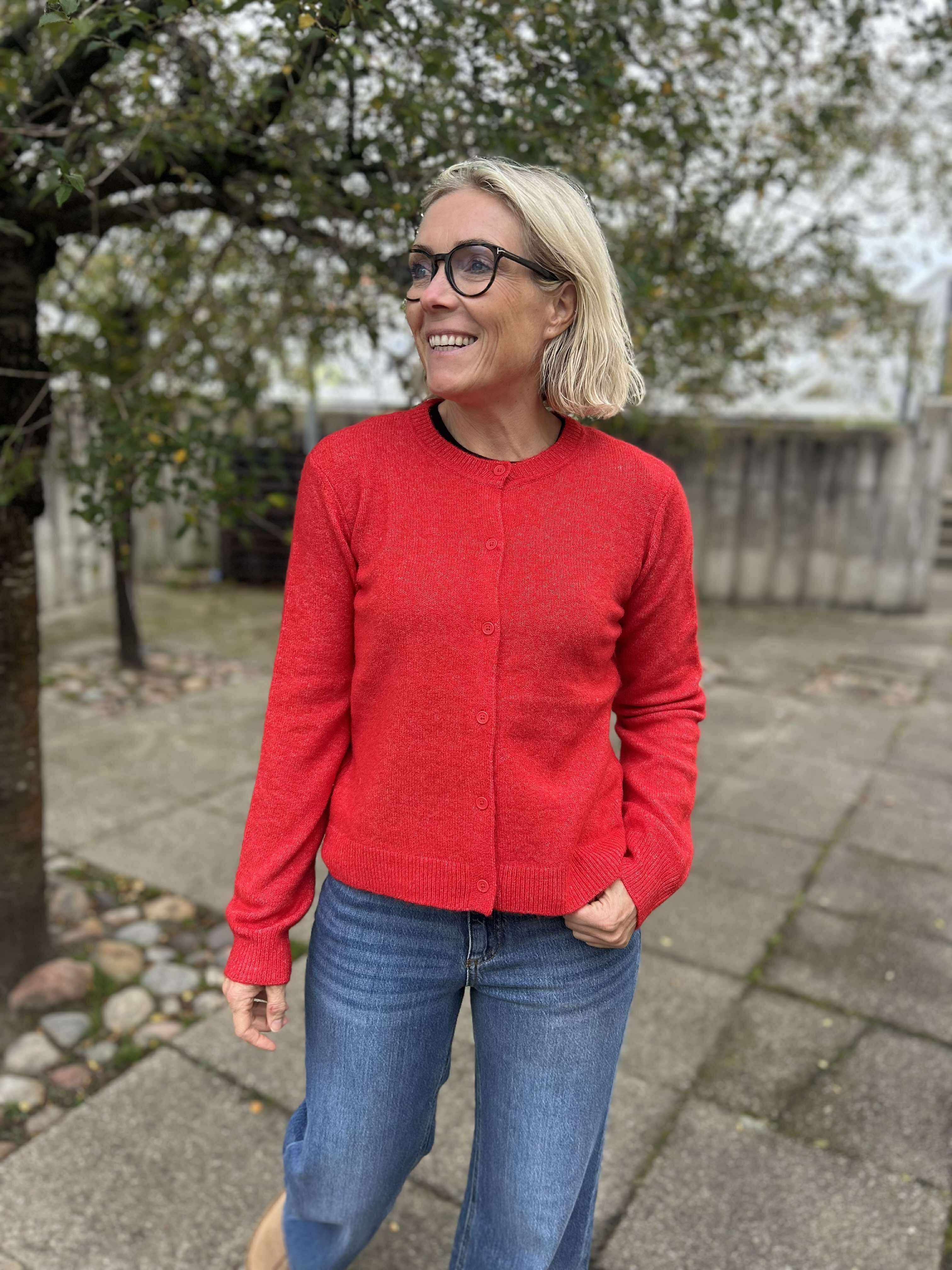 PCMALOU Knit Cardigan - Goji Berry
